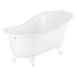 61" Callaway Cast Iron Clawfoot Tub - White Ball & Claw Feet - 7" Rim Holes at Drain End, , large image number 0