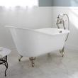 61" Callaway Cast Iron Clawfoot Tub - Brushed Nickel Ball & Claw Feet - No Tap Holes, , large image number 0