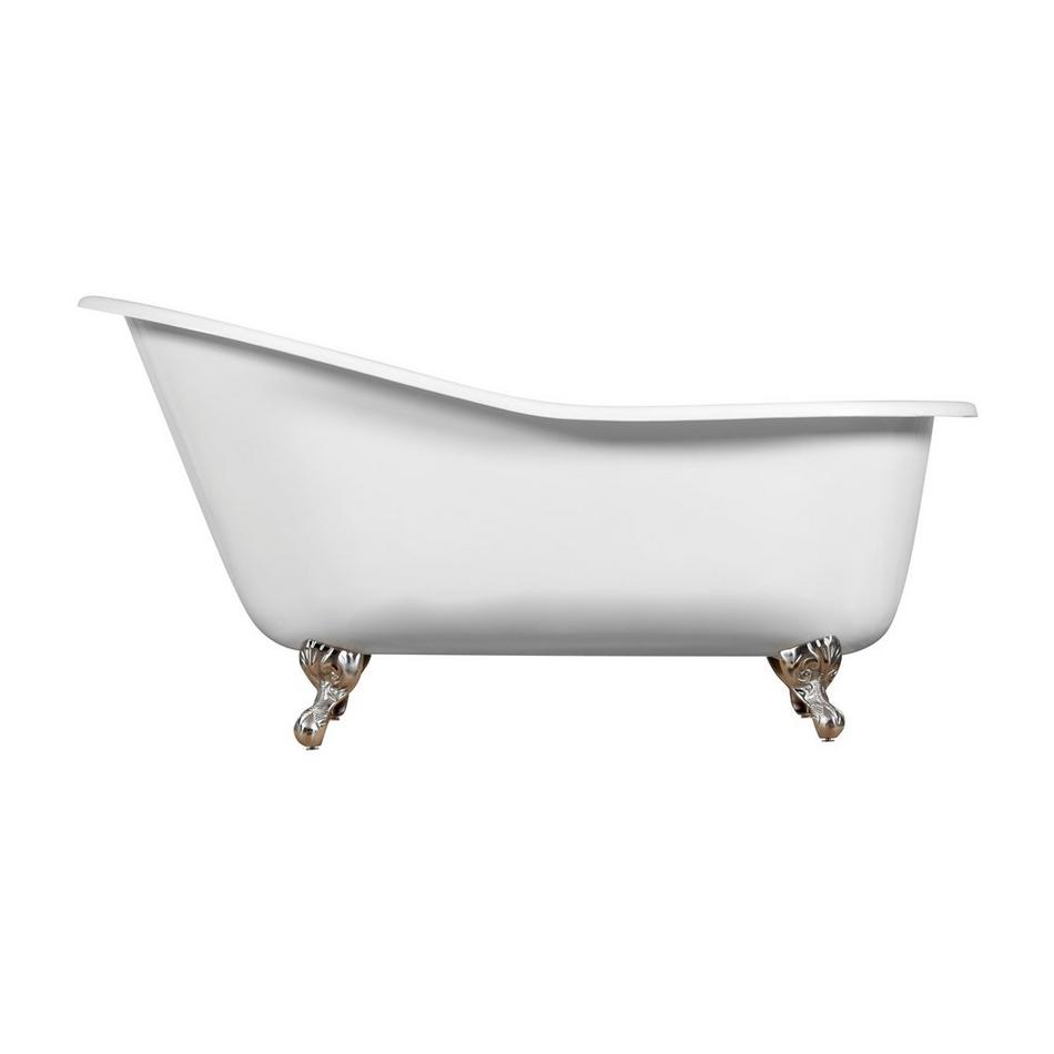 61" Callaway Cast Iron Clawfoot Tub - Brushed Nickel Ball & Claw Feet - No Tap Holes, , large image number 6