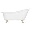 61" Callaway Cast Iron Tub - Brushed Nickel Ball & Claw Feet - 7" Rim at Drain End, , large image number 1