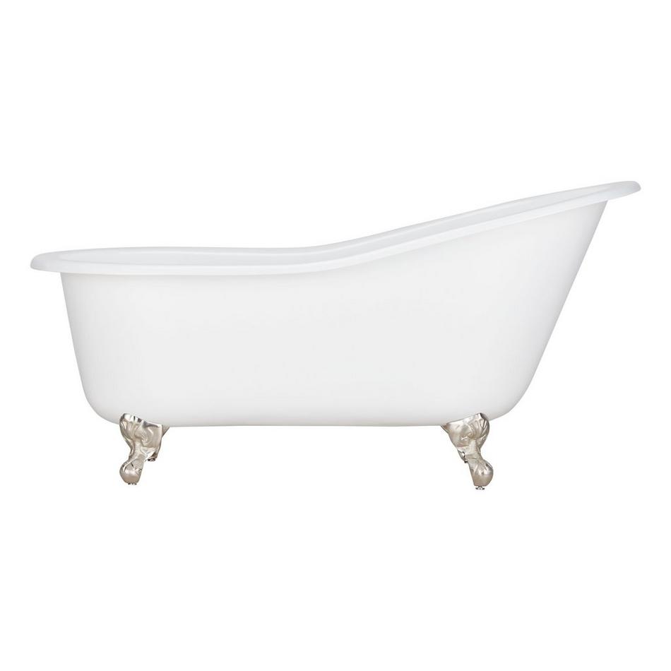 61" Callaway Cast Iron Tub - Brushed Nickel Ball & Claw Feet - 7" Rim at Drain End, , large image number 1