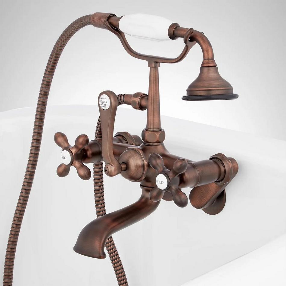 Tub Wall-Mount Telephone Faucet and Hand Shower-Cross Handles- Bronze, , large image number 3