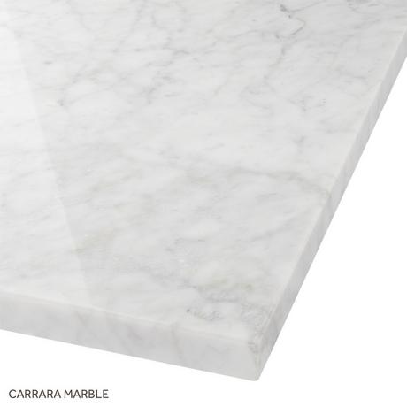 37" X 19" 3cm Marble Narrow Vanity Top with Left Offset Rect Undermount Sink - Carrara - Widespread