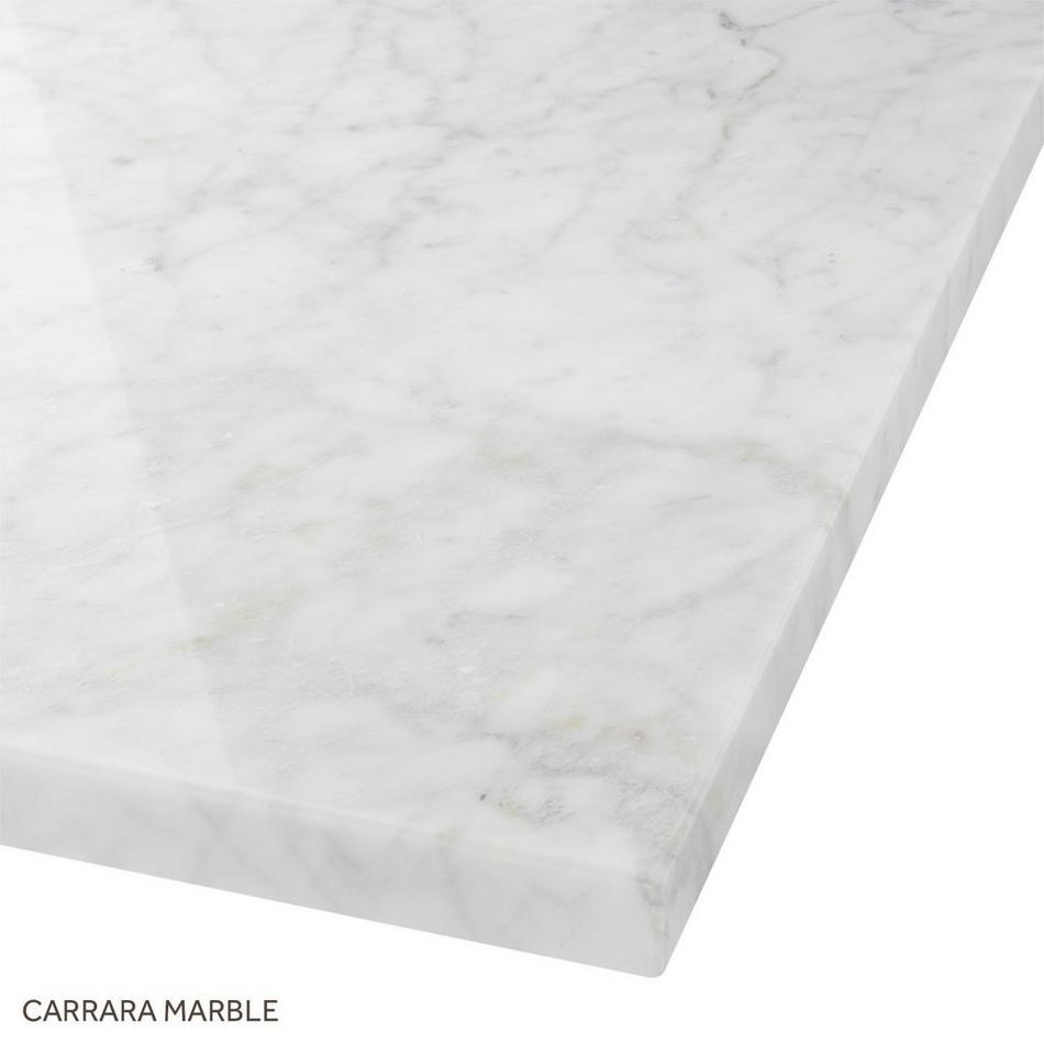 37" X 19" 3cm Marble Narrow Vanity Top with Left Offset Rect Undermount Sink - Carrara - Widespread, , large image number 1