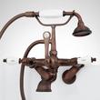 Tub Wall-Mount Telephone Faucet with Hand Shower - Porcelain Lever Handle - Bronze, , large image number 1
