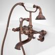 Tub Wall-Mount Telephone Faucet with Hand Shower - Porcelain Lever Handle - Bronze, , large image number 3
