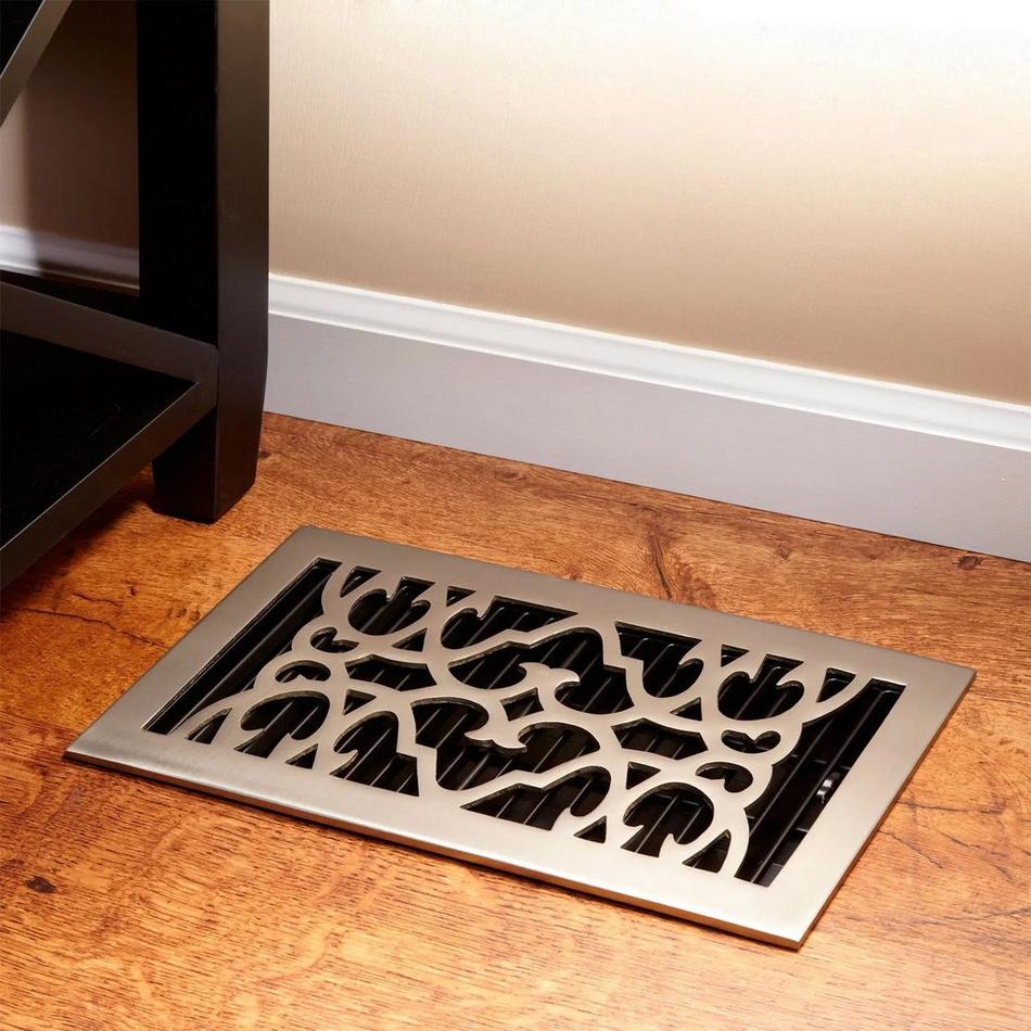 Traditional Brass Floor Register - Chrome 6" x 10" (7-1/2" x 11-1/2" Overall), , large image number 0