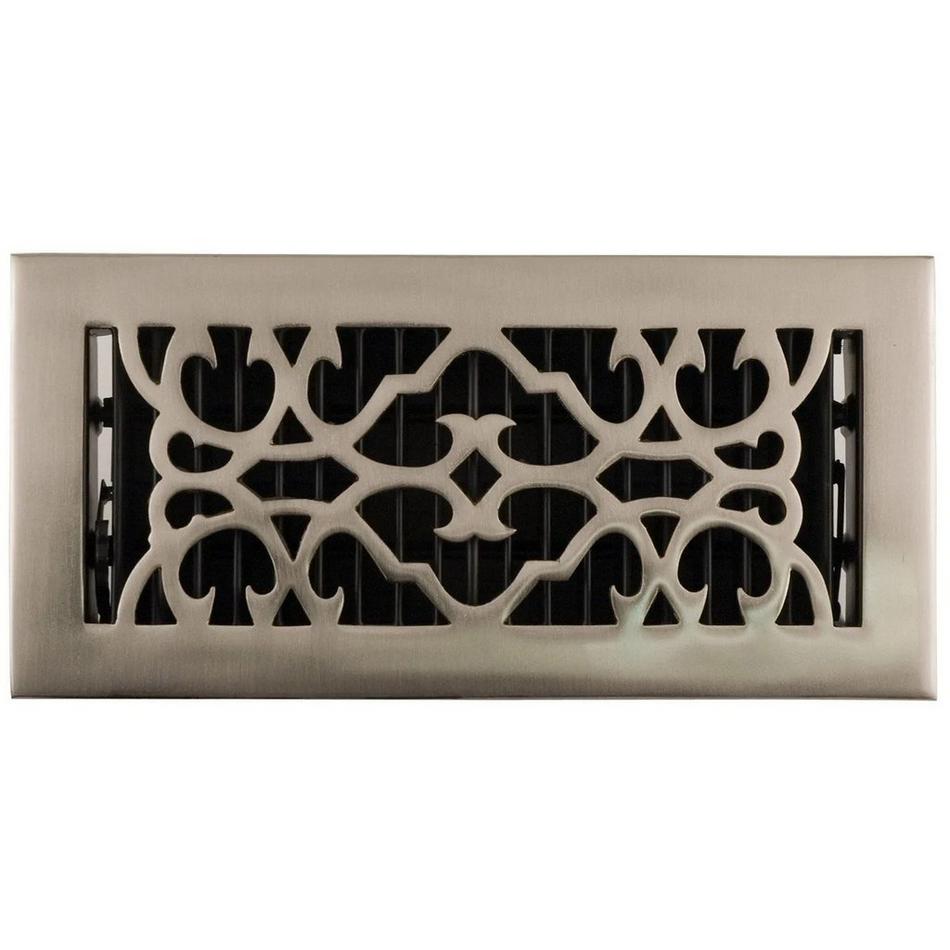Traditional Brass Floor Register - Brushed Nickel 6" x 12" (7-1/2" x 13-1/2" Overall), , large image number 0