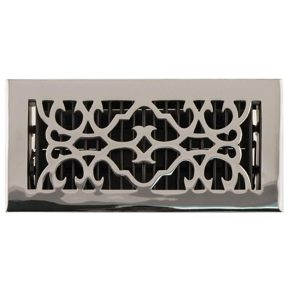 Traditional Brass Floor Register - Chrome 6" x 10" (7-1/2" x 11-1/2" Overall), , large image number 1