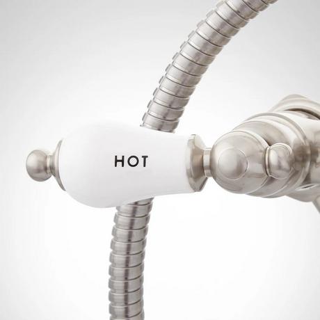 Tub Wall-Mount Telephone Faucet & Hand Shower - Porcelain Lever Handle