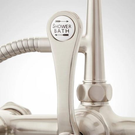 Tub Wall-Mount Telephone Faucet & Hand Shower - Porcelain Lever Handle