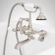 Tub Wall-Mount Telephone Faucet with Hand Shower - Porcelain Levers - Brushed Nickel, , large image number 3