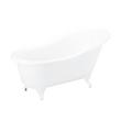 57" Erica Cast Iron Clawfoot Tub - White Ball & Claw Feet with Rolled Rim and No Holes - No Drain, , large image number 0