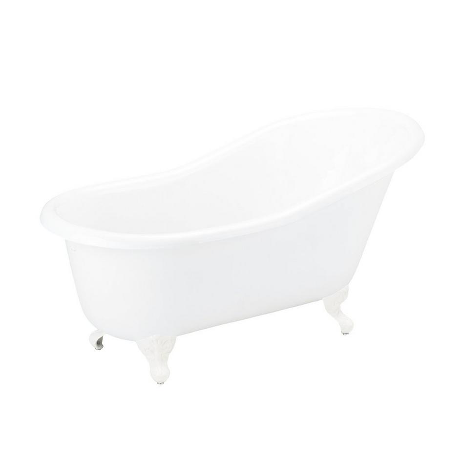 57" Erica Cast Iron Clawfoot Tub - White Ball & Claw Feet with Rolled Rim and No Holes - No Drain, , large image number 0