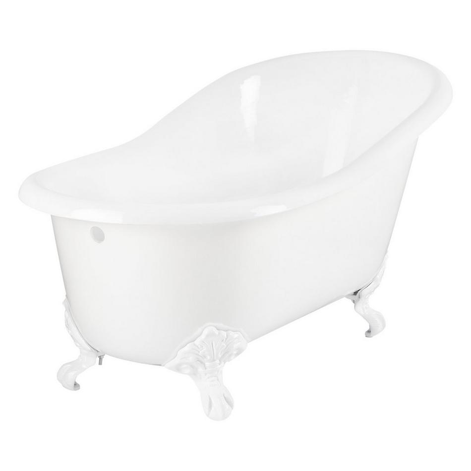 57" Erica Cast Iron Clawfoot Tub - White Imperial Feet with Rolled Rim and No Holes - No Drain, , large image number 0