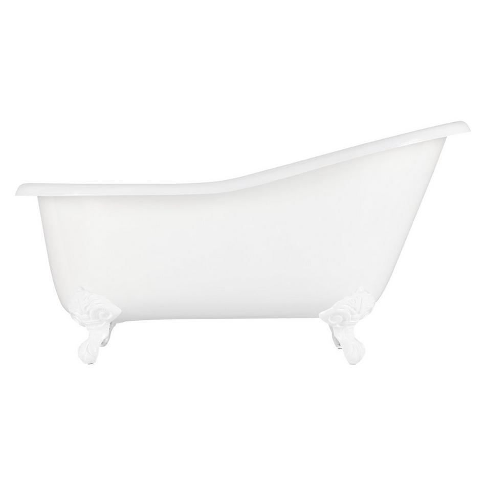 57" Erica Cast Iron Clawfoot Tub - White Imperial Feet with Rolled Rim and No Holes - No Drain, , large image number 1