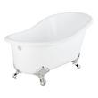 57" Erica Cast Iron Clawfoot Tub - Chrome Imperial Feet with Rolled Rim and No Holes - No Drain, , large image number 0