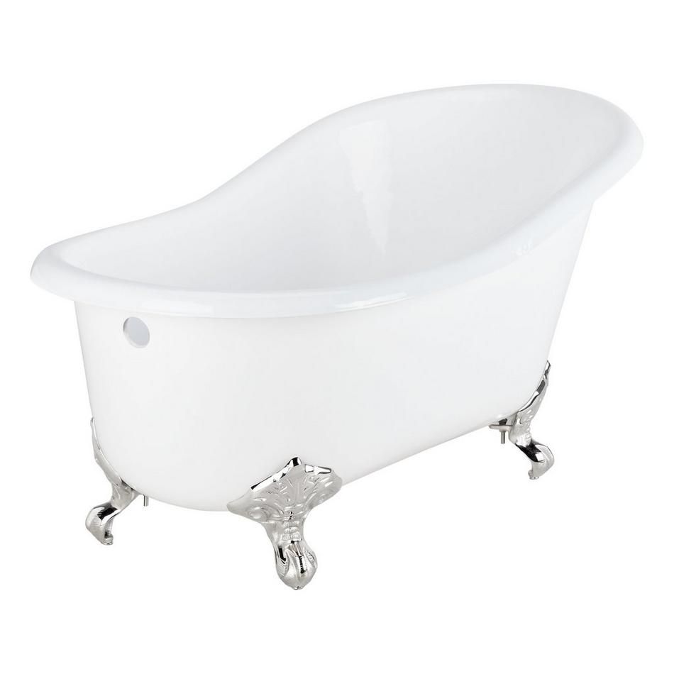 57" Erica Cast Iron Clawfoot Tub - Chrome Imperial Feet with Rolled Rim and No Holes - No Drain, , large image number 0