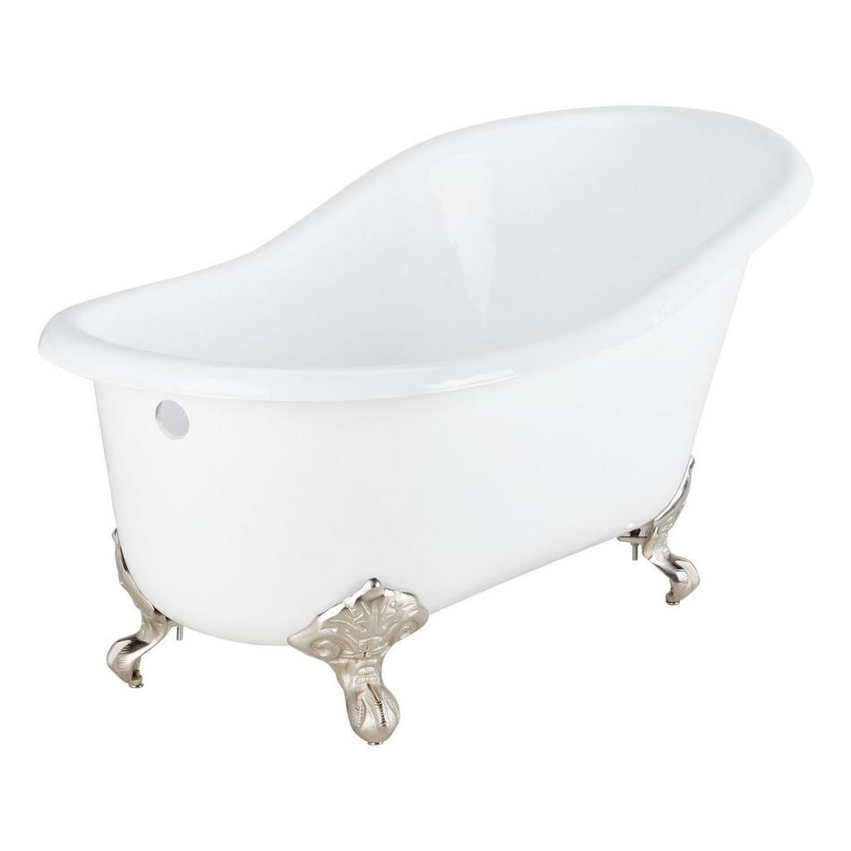 57" Erica  Iron Clawfoot Tub - Brushed Nickel Imperial Feet with Rolled Rim & No Holes - No Drain, , large image number 0