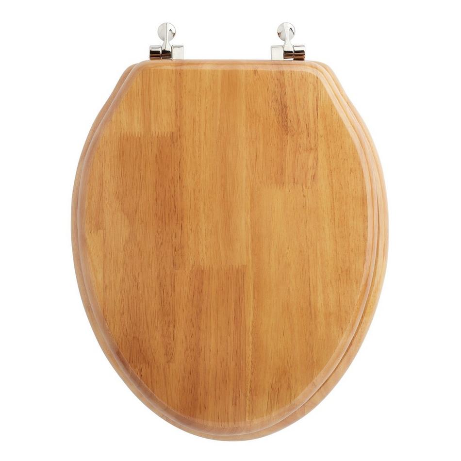 Luxury Light Oak Toilet Seat - Brushed Nickel Standard Hinges - Elongated Bowl, , large image number 0