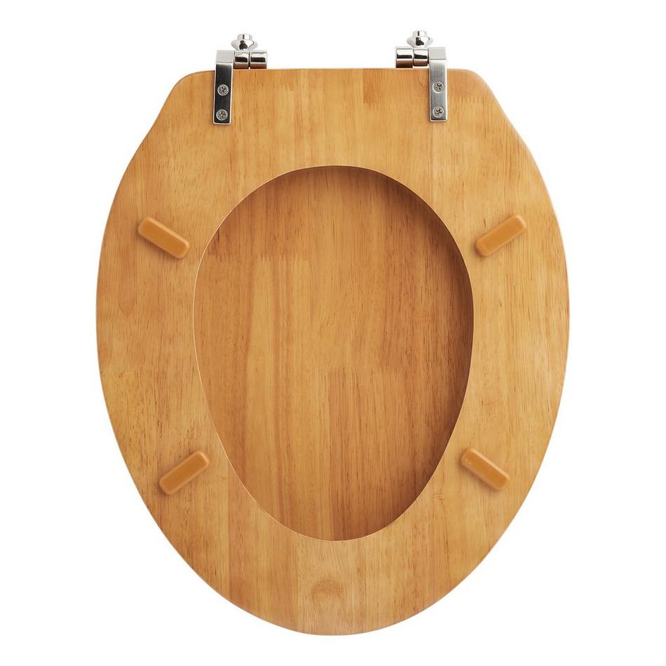 Luxury Light Oak Toilet Seat - Brushed Nickel Standard Hinges - Elongated Bowl, , large image number 1