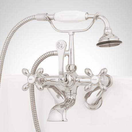 Tub Wall-Mount Telephone Faucet & Hand Shower - Cross Handle