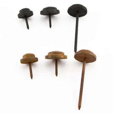 Hand-Forged Iron Hammered Round Nail Head Clavos - Set of 6
