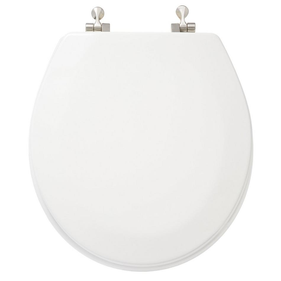 Deluxe Wood Toilet Seat With Standard Hinges - White, , large image number 3