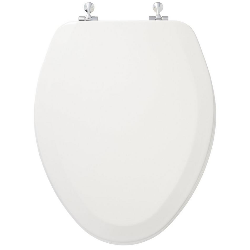 Deluxe Molded Wood Elongated Bowl Toilet Seat - White - Chrome Standard Hinges, , large image number 0