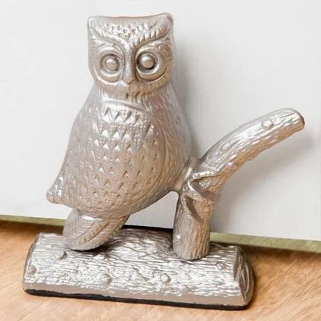 Solid Brass Perched Owl Wedge Doorstop