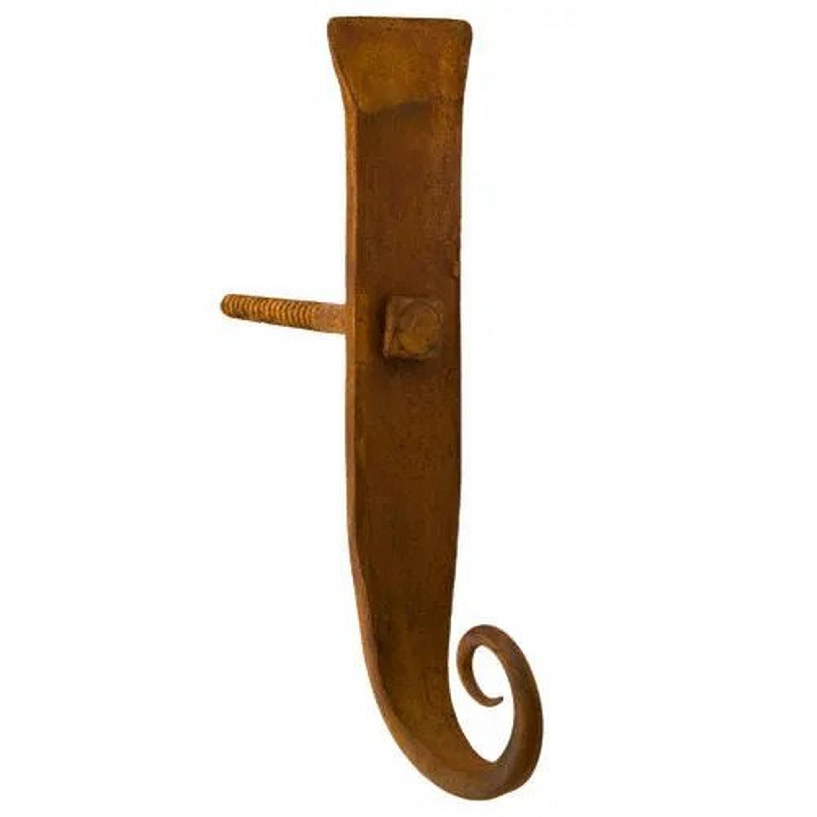 Hand Iron Scroll Shutter Dogs Large Set of 2 Rust