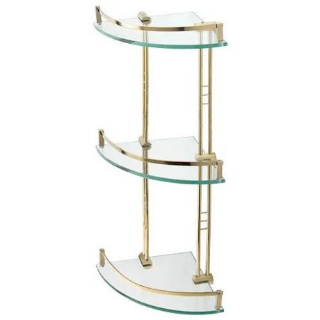 Signature Hardware 916764 Solid Brass Two Tiered Corner Basket