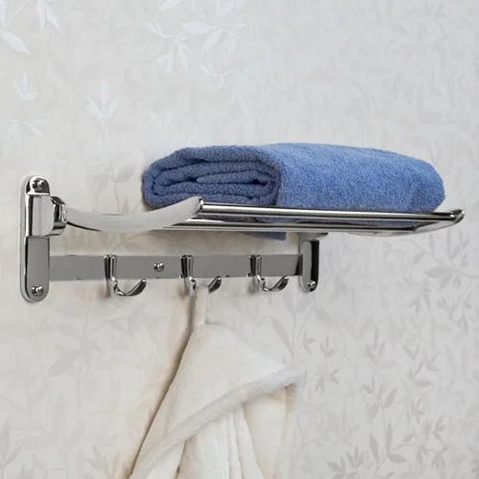 Cheap Swivel Out Towel Racks with Hooks 5-Bars Foldable Arms Bath