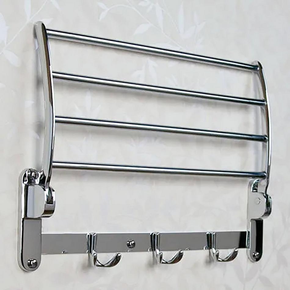 Gun Gray Towel Rack 40-60 CM Folding Holder With Hook Bar Bathroom