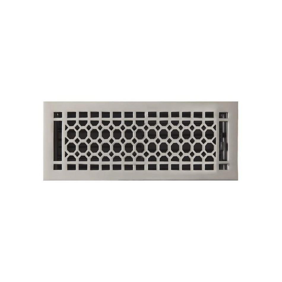 Honeycomb Brass Floor Register - Chrome 6" x 14" (6-5/8" x 15-1/8" Overall), , large image number 0