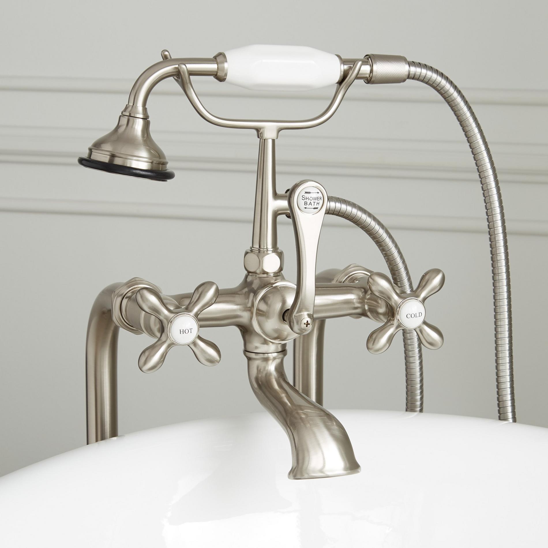 Freestanding Telephone Tub Faucet, Supplies & Valves - Cross Handles ...