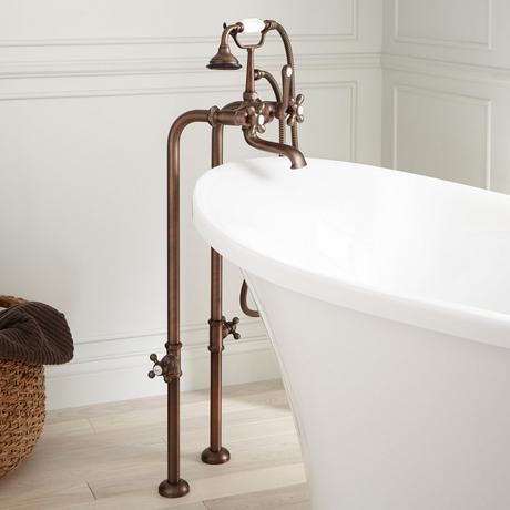 Freestanding Telephone Tub Faucet, Supplies & Valves - Cross Handles