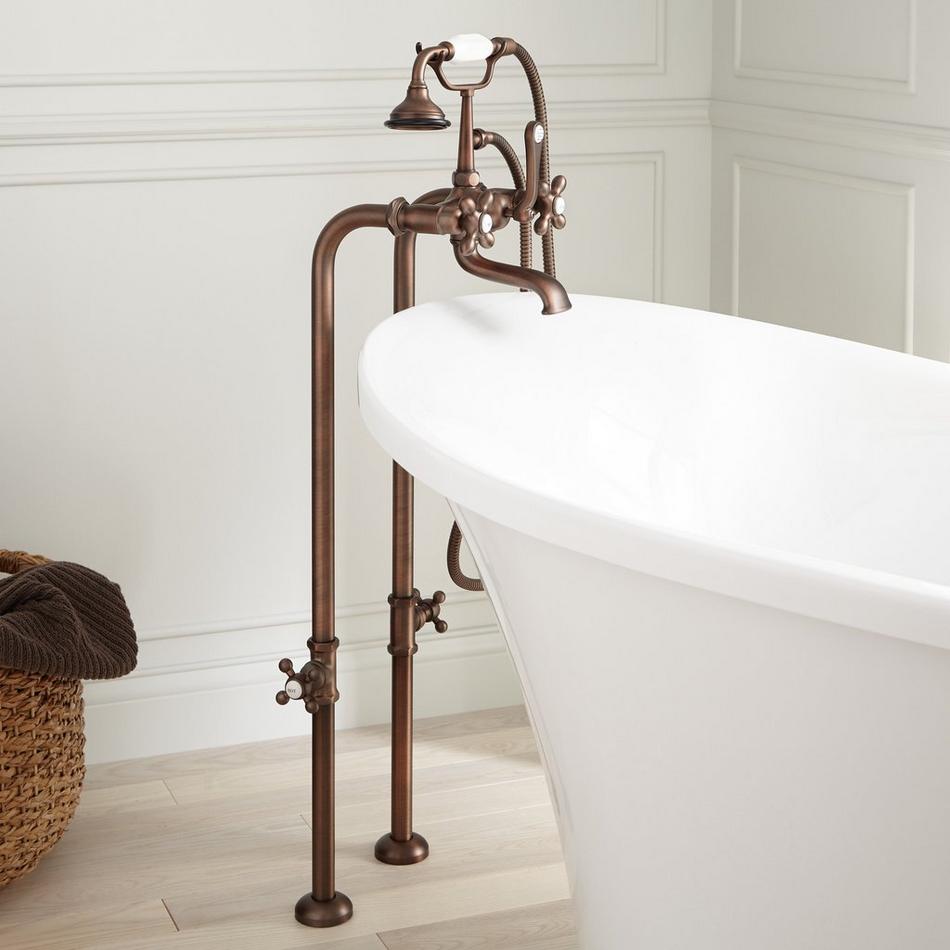 34-1/2" Freestanding Telephone Faucet, Supplies, Valves - Cross Handle - Oil Rubbed Bronze, , large image number 0