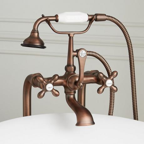 Freestanding Telephone Tub Faucet, Supplies & Valves - Cross Handles