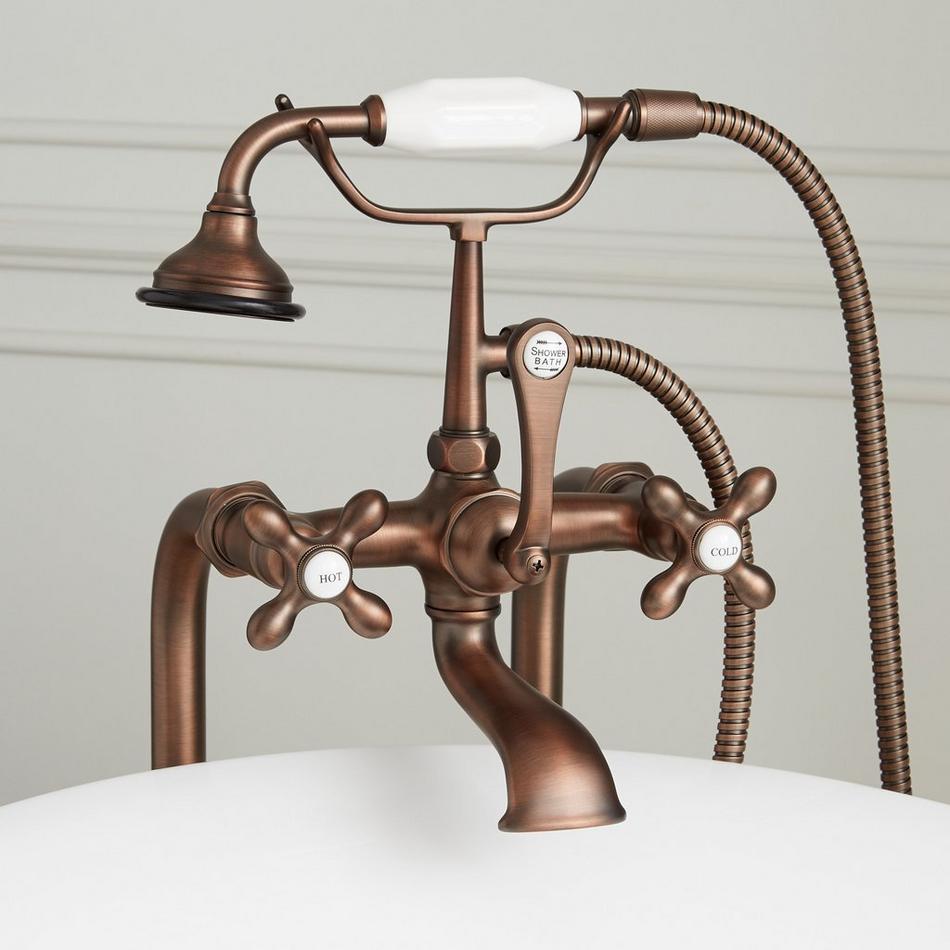 34-1/2" Freestanding Telephone Faucet, Supplies, Valves - Cross Handle - Oil Rubbed Bronze, , large image number 1
