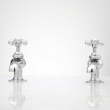 Reproduction Cross-Handle Sink Faucets - Pair - Chrome