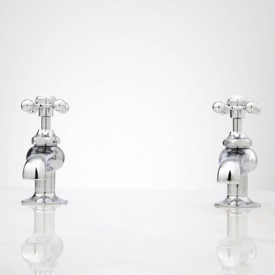 Reproduction Cross-Handle Sink Faucets - Pair - Chrome, , large image number 0