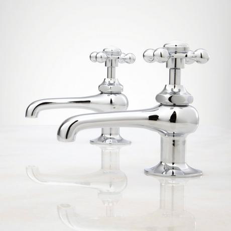 Reproduction Cross-Handle Sink Faucets - Pair - Chrome