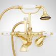 Tub Wall-Mount Telephone Faucet with Hand Shower - Porcelain Lever Handle - Polished Brass, , large image number 1