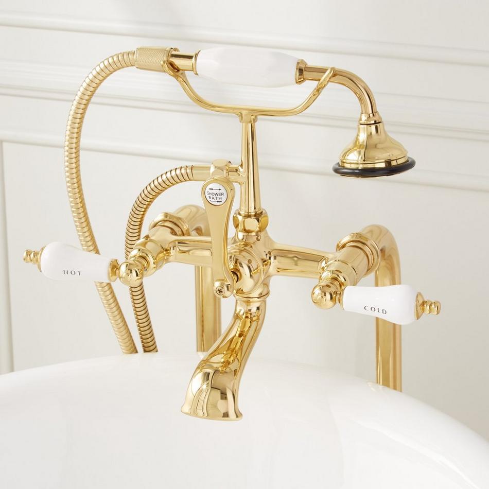 Freestanding Telephone Tub Faucet, Supplies and Valves - Porcelain Lever Handles, , large image number 9