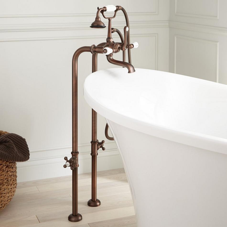 Freestanding Telephone Tub Faucet, Supplies and Valves - Porcelain Lever Handles, , large image number 6