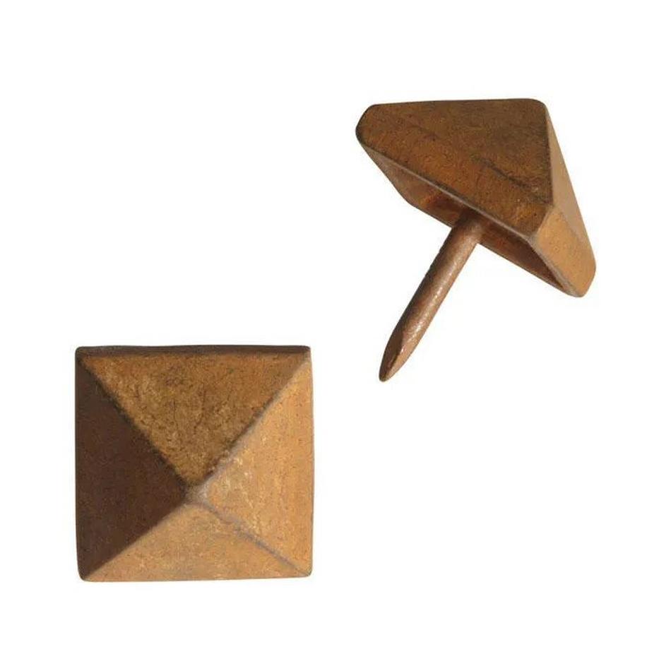 Hand-Forged Iron Square Pyramid Clavos with 1" Nail - Set of 6 - Medium - Rust, , large image number 0