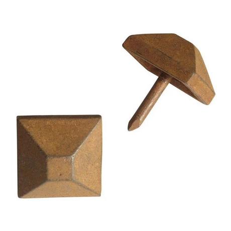 Hand-Forged Iron Square Frustum Pyramid Clavos with 1" Nail - Set of 6