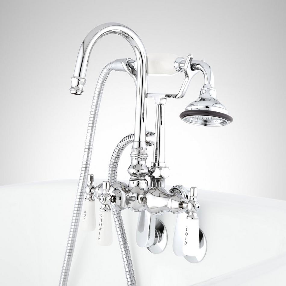 Galeton Tub-Wall-Mount Faucet and Hand Shower - Adjustable Spread - Chrome, , large image number 1