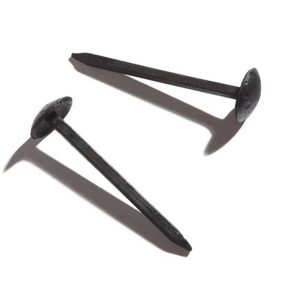 Hand-Forged Iron Round Clavos with 3-1/4" Nail - Set of 6 - Extra Large - Black, , large image number 0